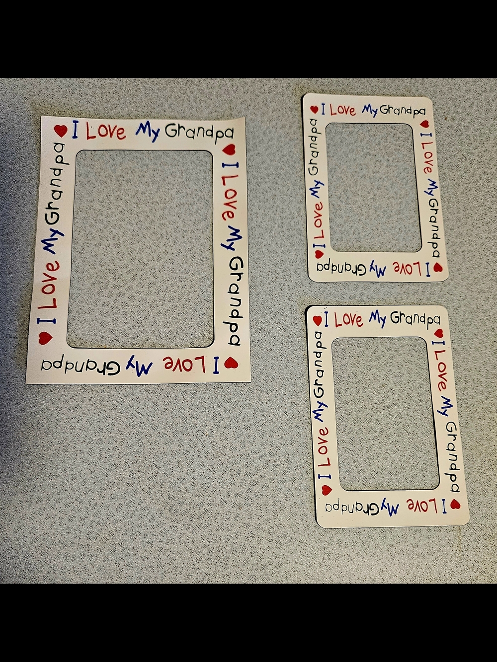 Set of 3 Vintage "I Love My Grandpa" Refrigerator Magnet Photo Frames | Retro